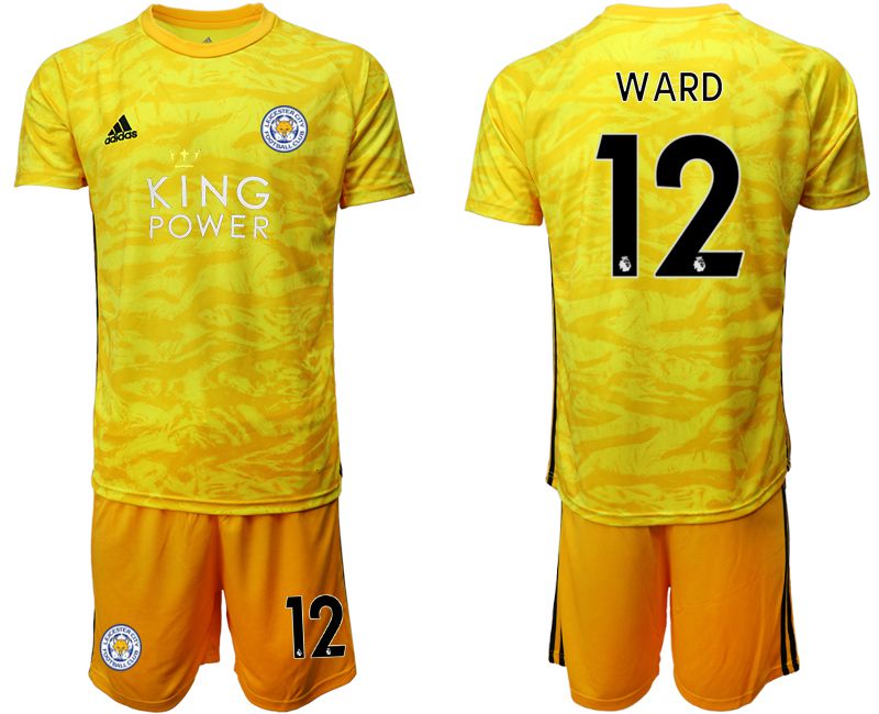 Men 2019-2020 club Leicester City yellow goalkeeper #12 Soccer Jerseys